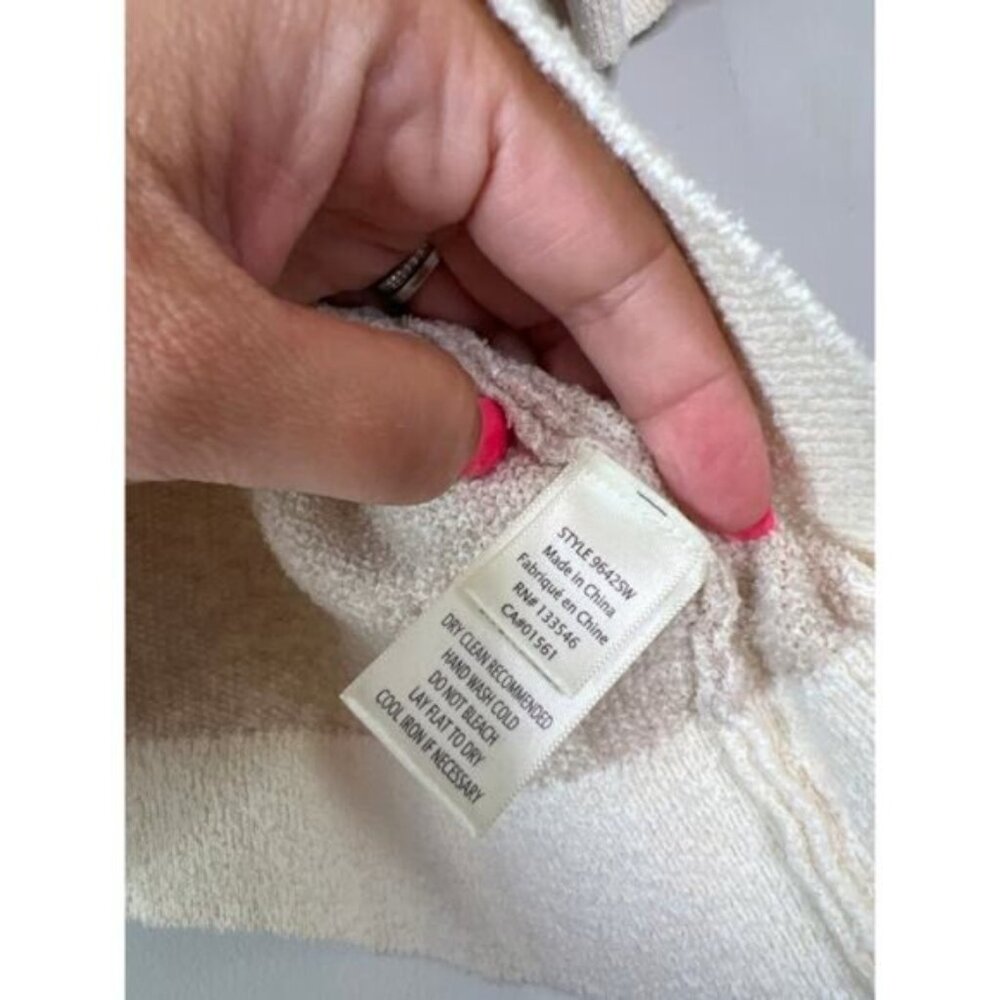 NEW Ecru Button Front Knit Short Sleeves Sweater Cream White Size: XS - Picture 5 of 7